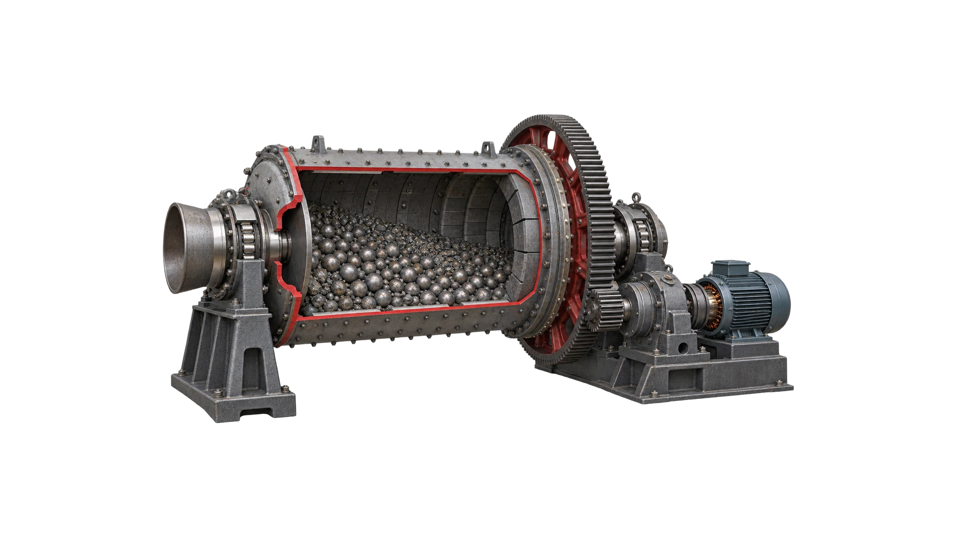 Ball mill cutaway render