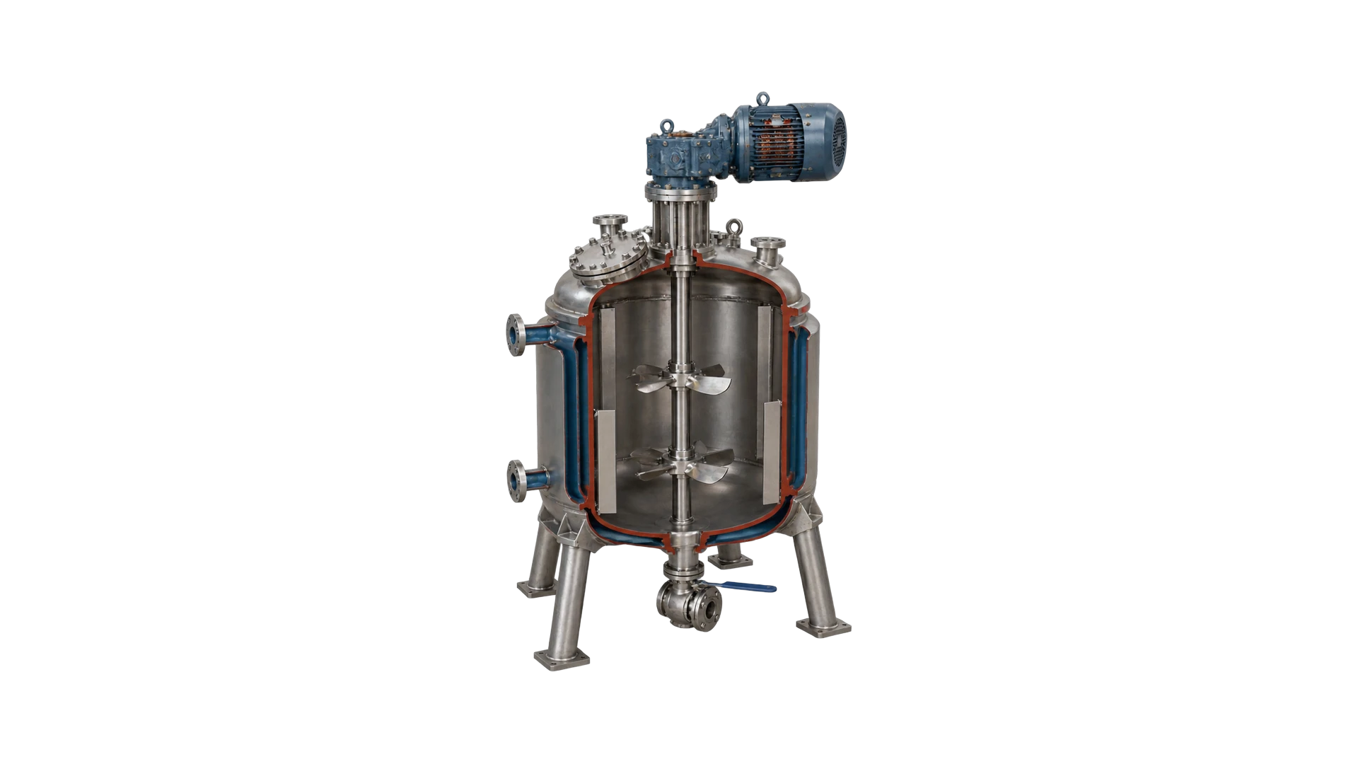 Stirred-tank reactor cutaway render