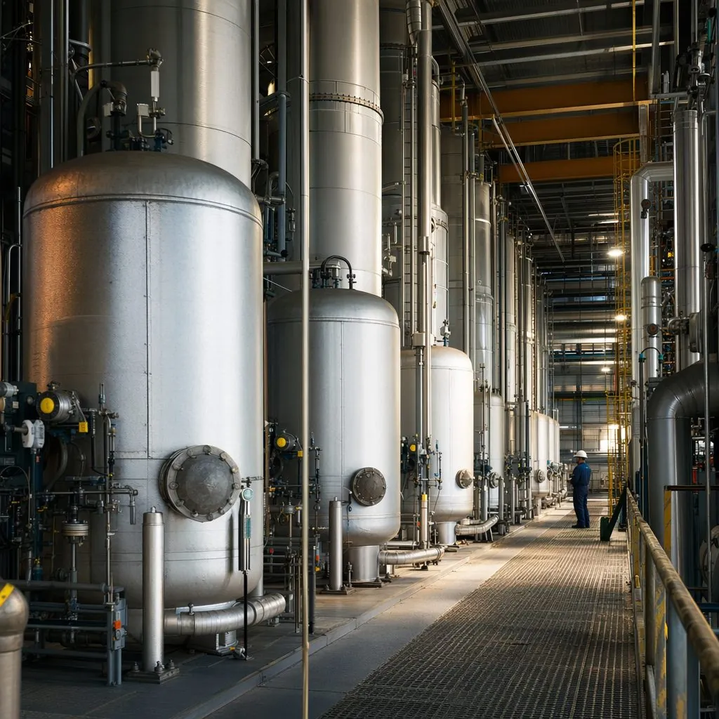 Chemical reactor bay with vertical pressure vessels